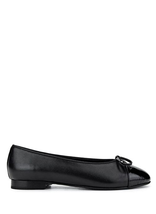 Tamer Tanca Kadın Hakiki Deri Siyah Rugan Babet Ayakkabı - Görsel 2