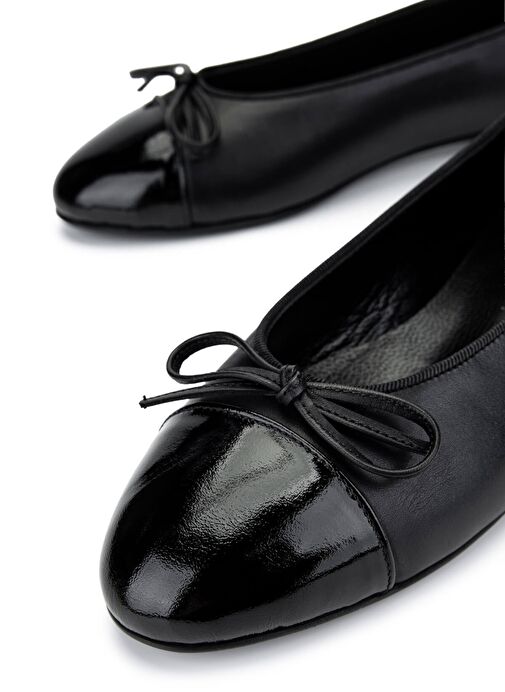 Tamer Tanca Kadın Hakiki Deri Siyah Rugan Babet Ayakkabı - Görsel 5