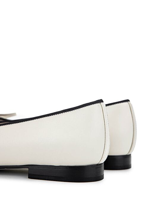 Tamer Tanca Kadın Hakiki Deri Siyah Rugan/Bej Babet Ayakkabı - Görsel 6