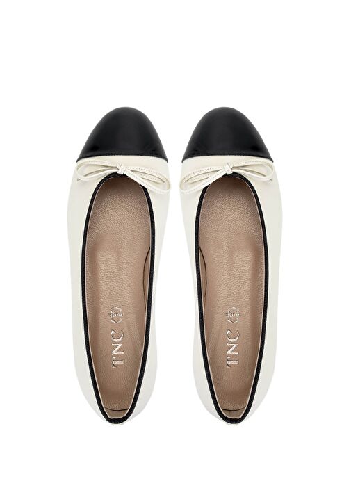 Tamer Tanca Kadın Hakiki Deri Siyah Rugan/Bej Babet Ayakkabı - Görsel 7