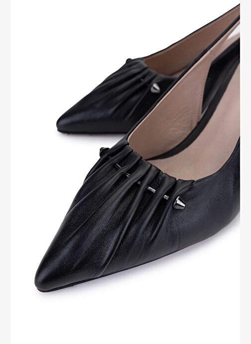 Tamer Tanca Kadın Hakiki Deri Siyah Deri Topuklu Ayakkabı - Görsel 4