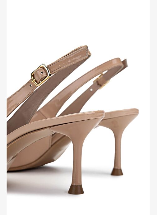 Tamer Tanca Kadın Hakiki Deri Bej Topuklu Ayakkabı - Görsel 6