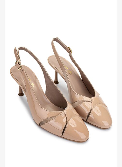 Tamer Tanca Kadın Hakiki Deri Bej Topuklu Ayakkabı - Görsel 3