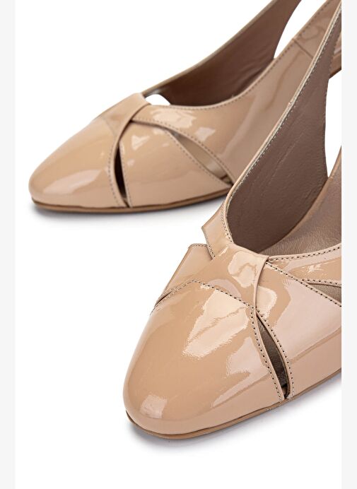 Tamer Tanca Kadın Hakiki Deri Bej Topuklu Ayakkabı - Görsel 5