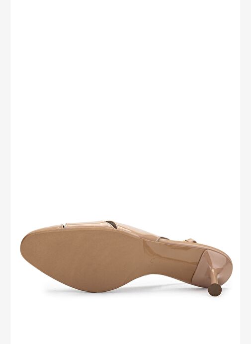 Tamer Tanca Kadın Hakiki Deri Bej Topuklu Ayakkabı - Görsel 4