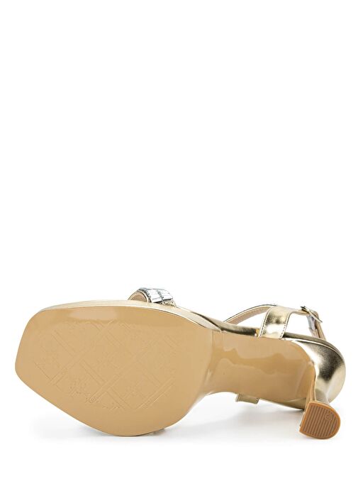 Tamer Tanca Kadın Suni Deri Dore Topuklu Ayakkabı - Görsel 4