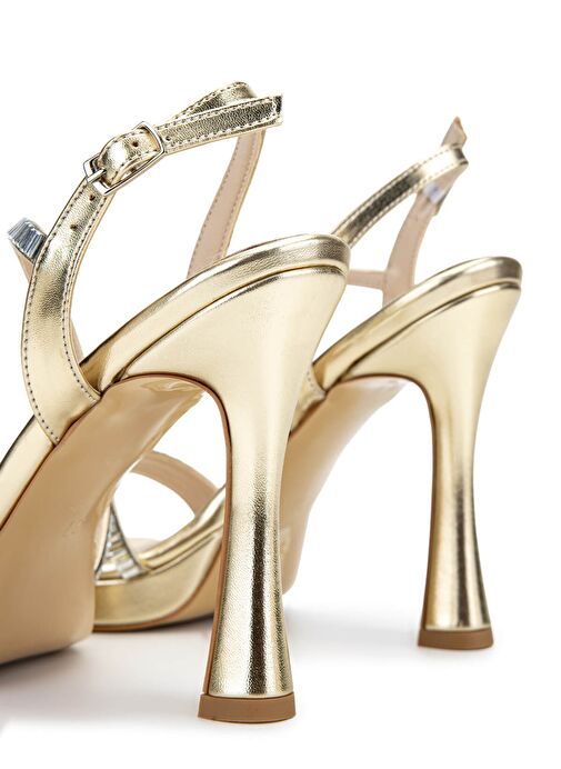 Tamer Tanca Kadın Suni Deri Dore Topuklu Ayakkabı - Görsel 6