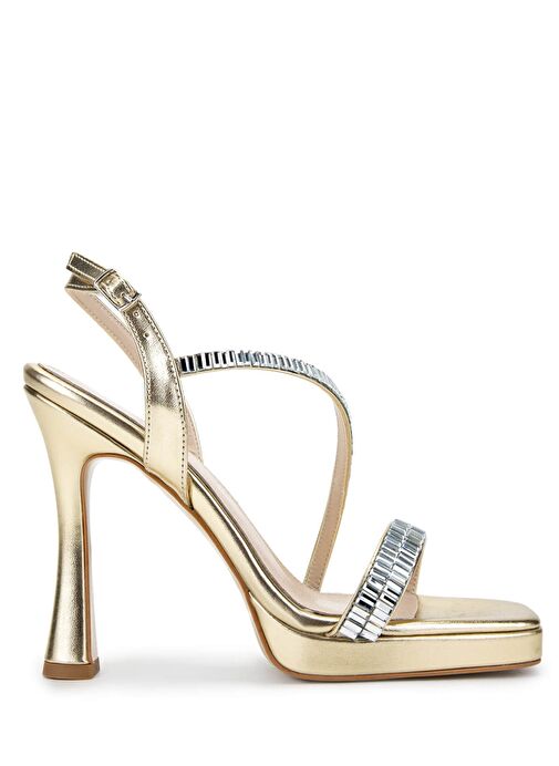 Tamer Tanca Kadın Suni Deri Dore Topuklu Ayakkabı - Görsel 2