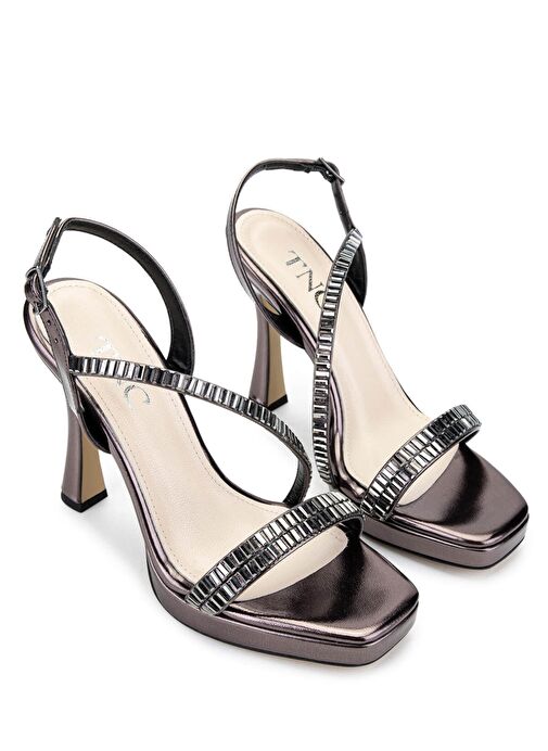 Tamer Tanca Kadın Suni Deri Gri Topuklu Ayakkabı - Görsel 3