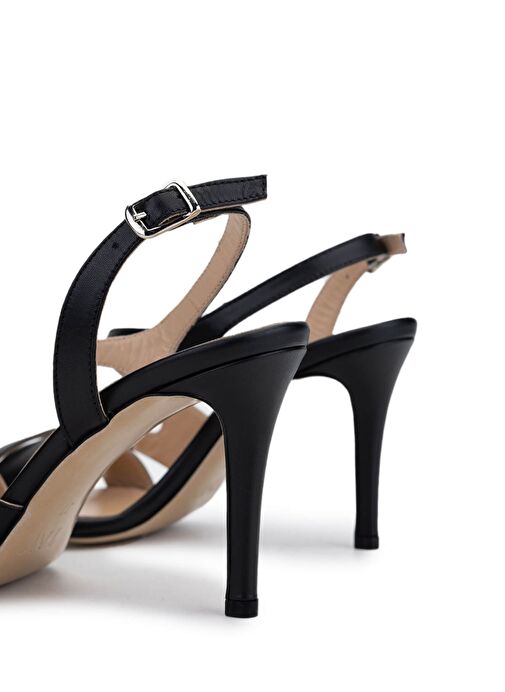 Tamer Tanca Kadın Hakiki Deri Siyah Deri Topuklu Ayakkabı - Görsel 5