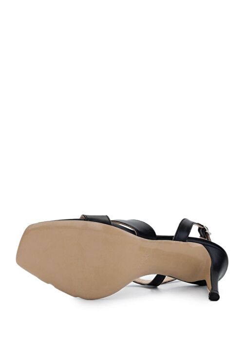 Tamer Tanca Kadın Hakiki Deri Siyah Deri Topuklu Ayakkabı - Görsel 6