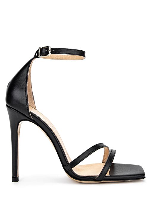 Tamer Tanca Kadın Hakiki Deri Siyah Deri Topuklu Ayakkabı - Görsel 2