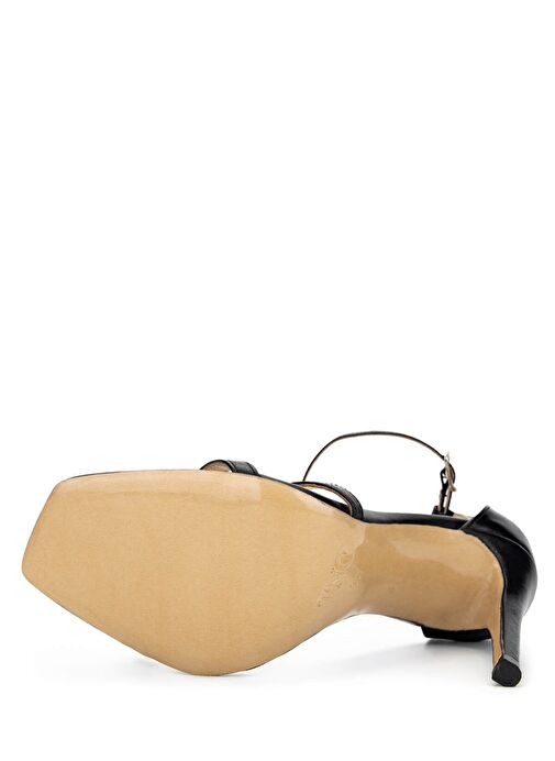 Tamer Tanca Kadın Hakiki Deri Siyah Deri Topuklu Ayakkabı - Görsel 4