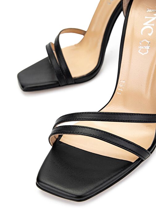 Tamer Tanca Kadın Hakiki Deri Siyah Deri Topuklu Ayakkabı - Görsel 5