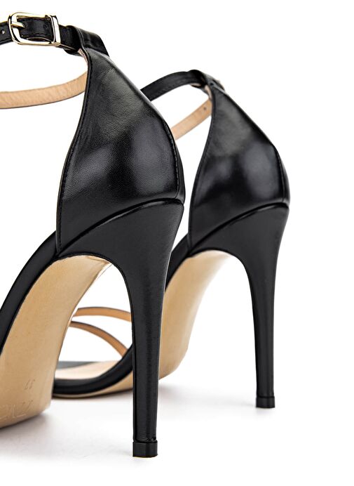 Tamer Tanca Kadın Hakiki Deri Siyah Deri Topuklu Ayakkabı - Görsel 6