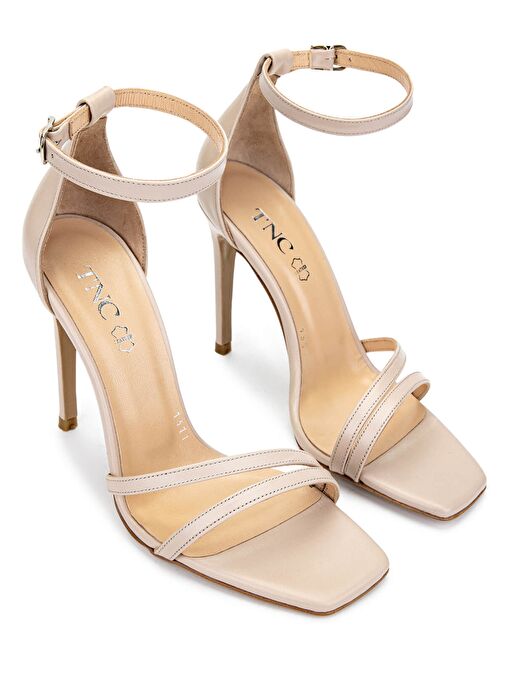 Tamer Tanca Kadın Hakiki Deri Bej Topuklu Ayakkabı - Görsel 3