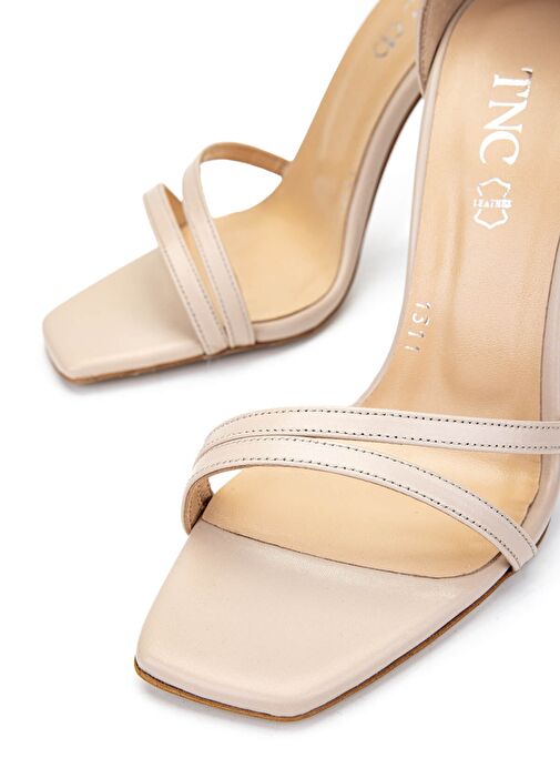 Tamer Tanca Kadın Hakiki Deri Bej Topuklu Ayakkabı - Görsel 5