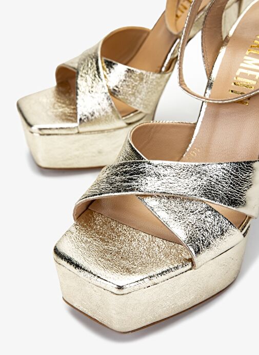 Valmenti Kadın Hakiki Deri Dore Topuklu Ayakkabı - Görsel 4