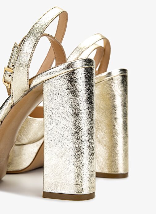 Valmenti Kadın Hakiki Deri Dore Topuklu Ayakkabı - Görsel 5