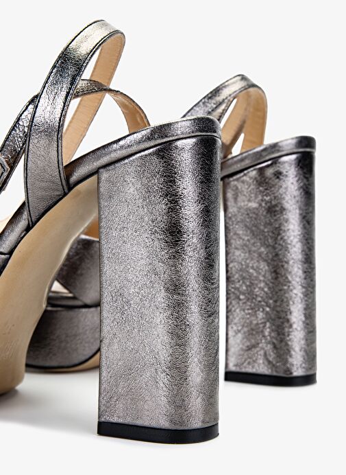 Valmenti Kadın Hakiki Deri Gri Topuklu Ayakkabı - Görsel 5