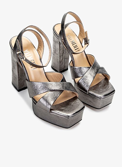 Valmenti Kadın Hakiki Deri Gri Topuklu Ayakkabı - Görsel 3