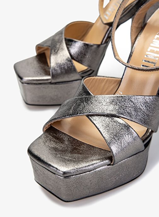 Valmenti Kadın Hakiki Deri Gri Topuklu Ayakkabı - Görsel 4