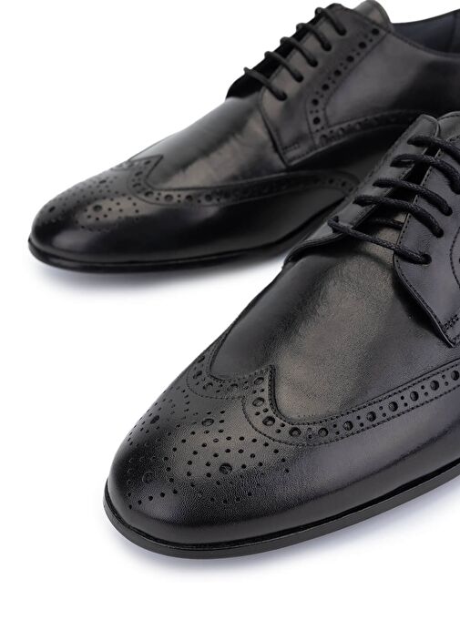 Tamer Tanca Erkek Hakiki Deri Siyah Klasik Ayakkabı - Görsel 4