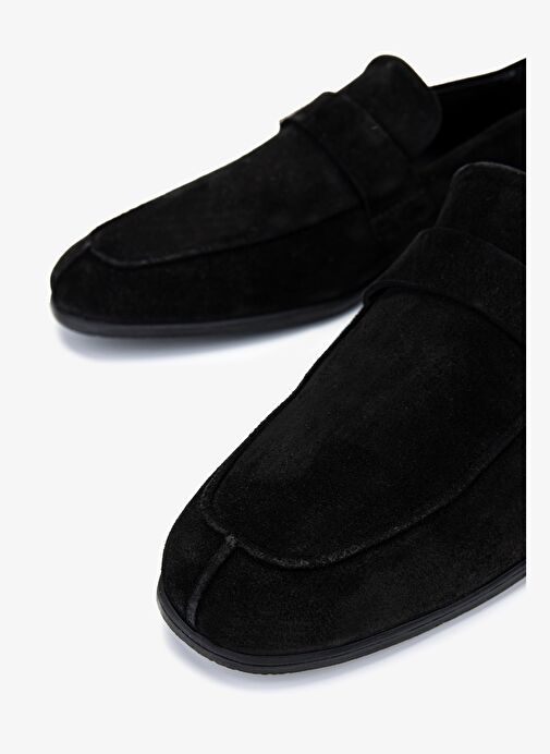 Valmenti Erkek Hakiki Deri Siyah Süet Loafer Ayakkabı - Görsel 4