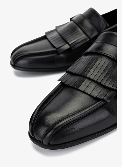 Valmenti Erkek Hakiki Deri Siyah Deri Loafer Ayakkabı - Görsel 4