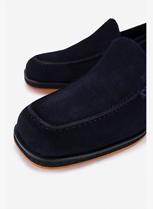 Valmenti Erkek Hakiki Deri Lacivert Süet Loafer Ayakkabı - Görsel 4