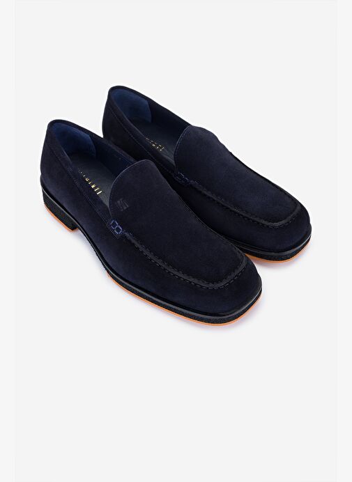 Valmenti Erkek Hakiki Deri Lacivert Süet Loafer Ayakkabı - Görsel 3