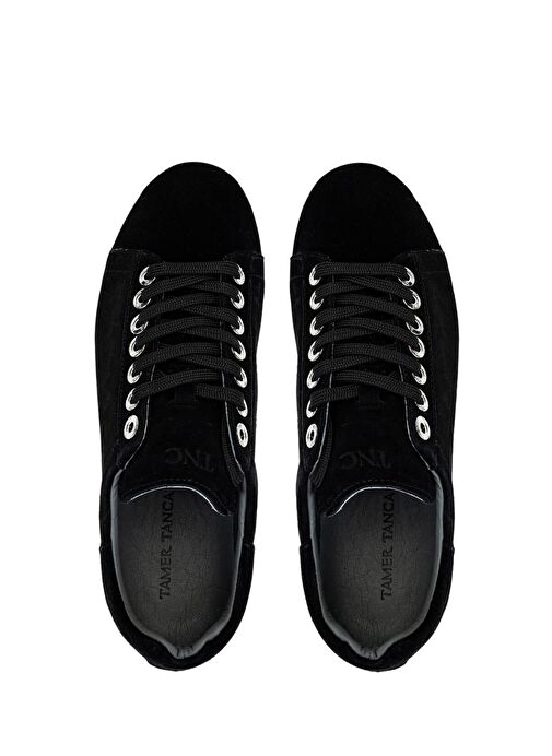 Tamer Tanca Erkek Hakiki Deri Siyah Süet Sneakers & Spor Ayakkabı - Görsel 6