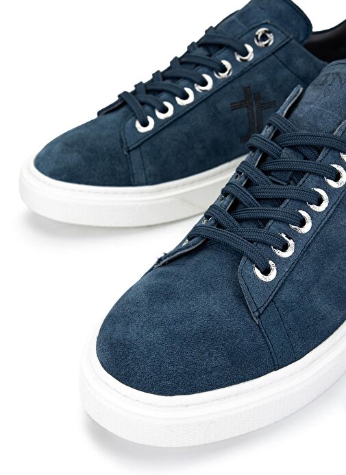 Tamer Tanca Erkek Hakiki Deri Mavi Sneakers & Spor Ayakkabı - Görsel 5