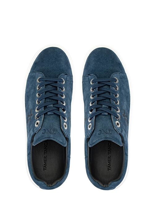 Tamer Tanca Erkek Hakiki Deri Mavi Sneakers & Spor Ayakkabı - Görsel 6