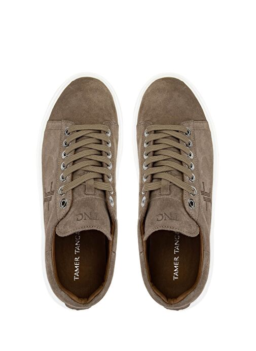 Tamer Tanca Erkek Hakiki Deri Bej Süet Sneakers & Spor Ayakkabı - Görsel 6