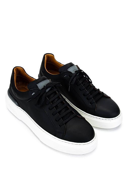 Tamer Tanca Erkek Hakiki Deri Siyah Sneakers & Spor Ayakkabı - Görsel 3