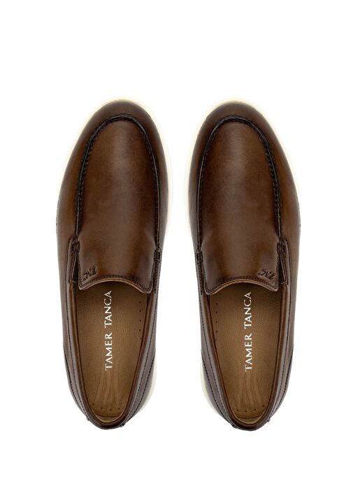 Tamer Tanca Erkek Hakiki Deri Kahverengi Loafer Ayakkabı - Görsel 6