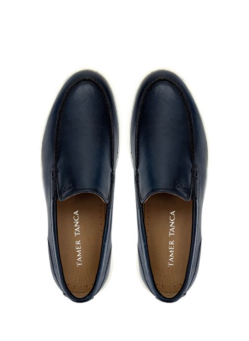 Tamer Tanca Erkek Hakiki Deri Lacivert Loafer Ayakkabı - Görsel 6