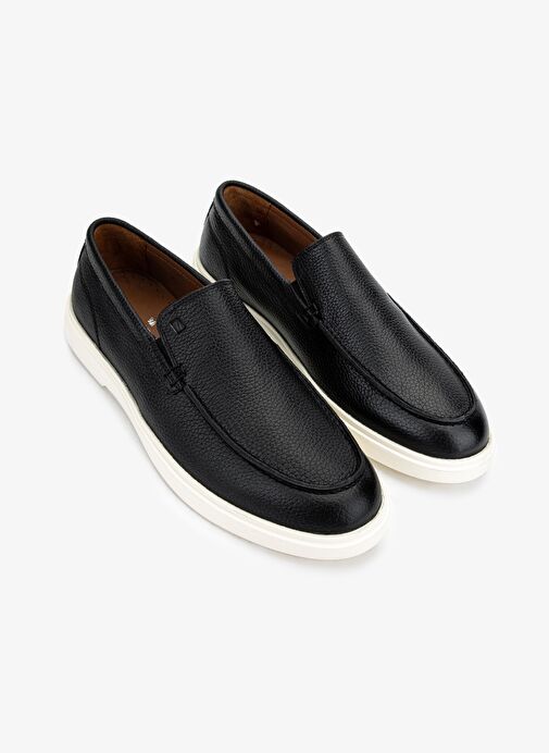 Valmenti Erkek Hakiki Deri Siyah Floter Loafer Ayakkabı - Görsel 3