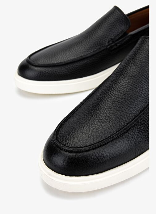 Valmenti Erkek Hakiki Deri Siyah Floter Loafer Ayakkabı - Görsel 4