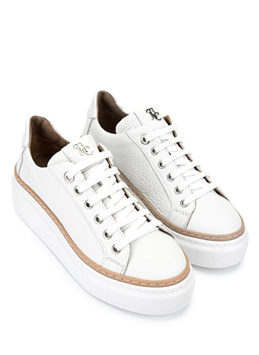 Tamer Tanca Kadın Hakiki Deri Beyaz Sneakers & Spor Ayakkabı - Görsel 3