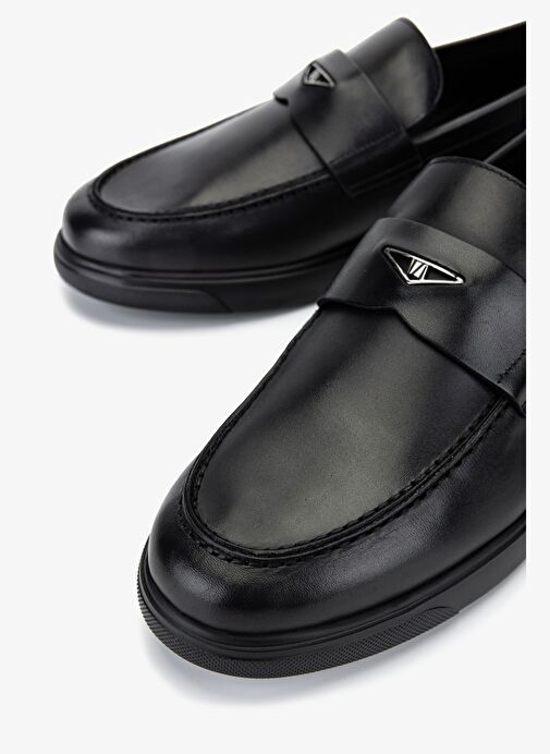 Valmenti Erkek Hakiki Deri Siyah Deri Loafer Ayakkabı - Görsel 4