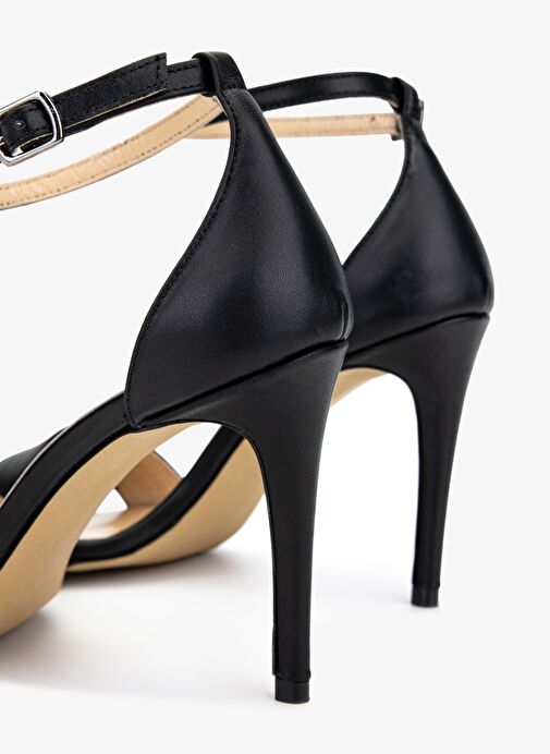 Valmenti Kadın Siyah Deri Topuklu Ayakkabı - Görsel 6