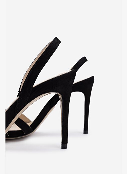 Valmenti Kadın Siyah Süet Topuklu Ayakkabı - Görsel 5