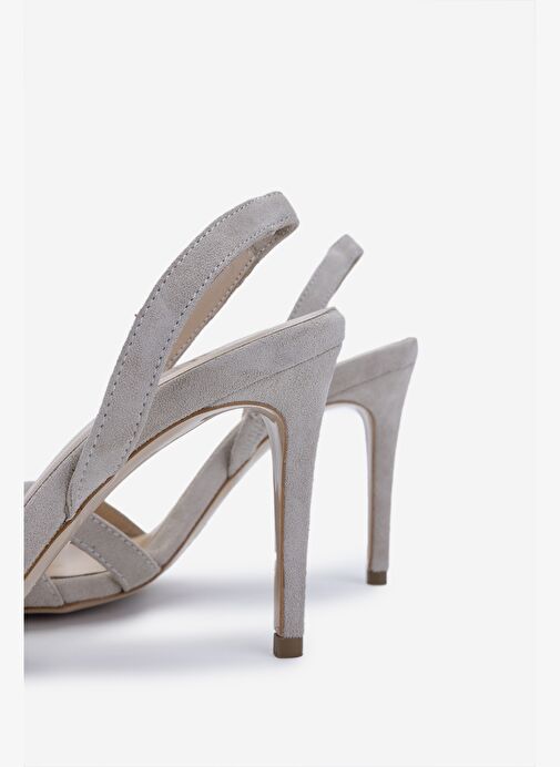 Valmenti Kadın Bej Süet Topuklu Ayakkabı - Görsel 5