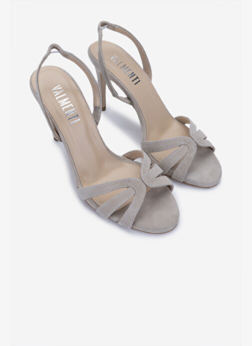 Valmenti Kadın Bej Süet Topuklu Ayakkabı - Görsel 3