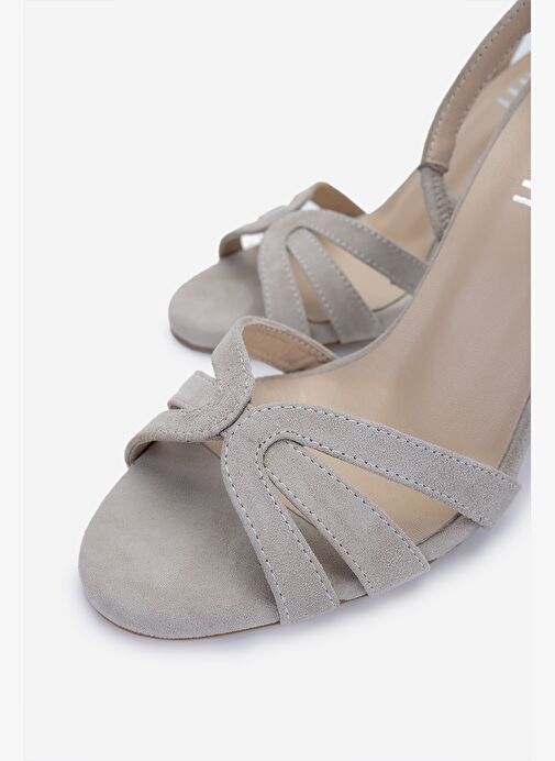 Valmenti Kadın Bej Süet Topuklu Ayakkabı - Görsel 4