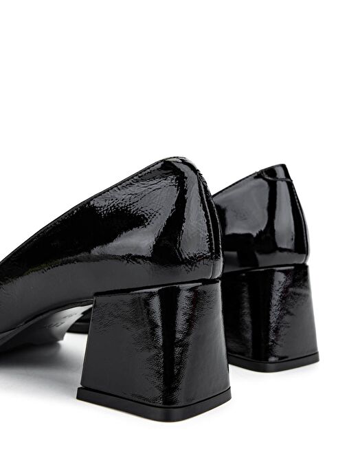 Tamer Tanca Kadın Hakiki Deri Siyah Rugan Topuklu Ayakkabı - Görsel 5