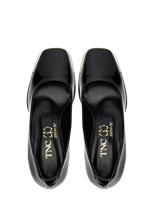 Tamer Tanca Kadın Hakiki Deri Siyah Rugan Topuklu Ayakkabı - Görsel 6