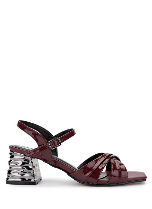 Tamer Tanca Kadın Suni Deri Bordo Rugan Topuklu Ayakkabı - Görsel 2